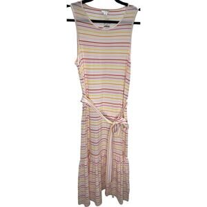 NWT J Crew Factory striped tie waist cotton midi dress small
